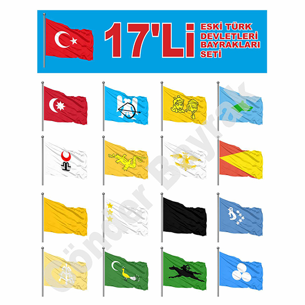 17'Li - 27'Li Eski Türk Devletleri Gönder Bayrak Seti